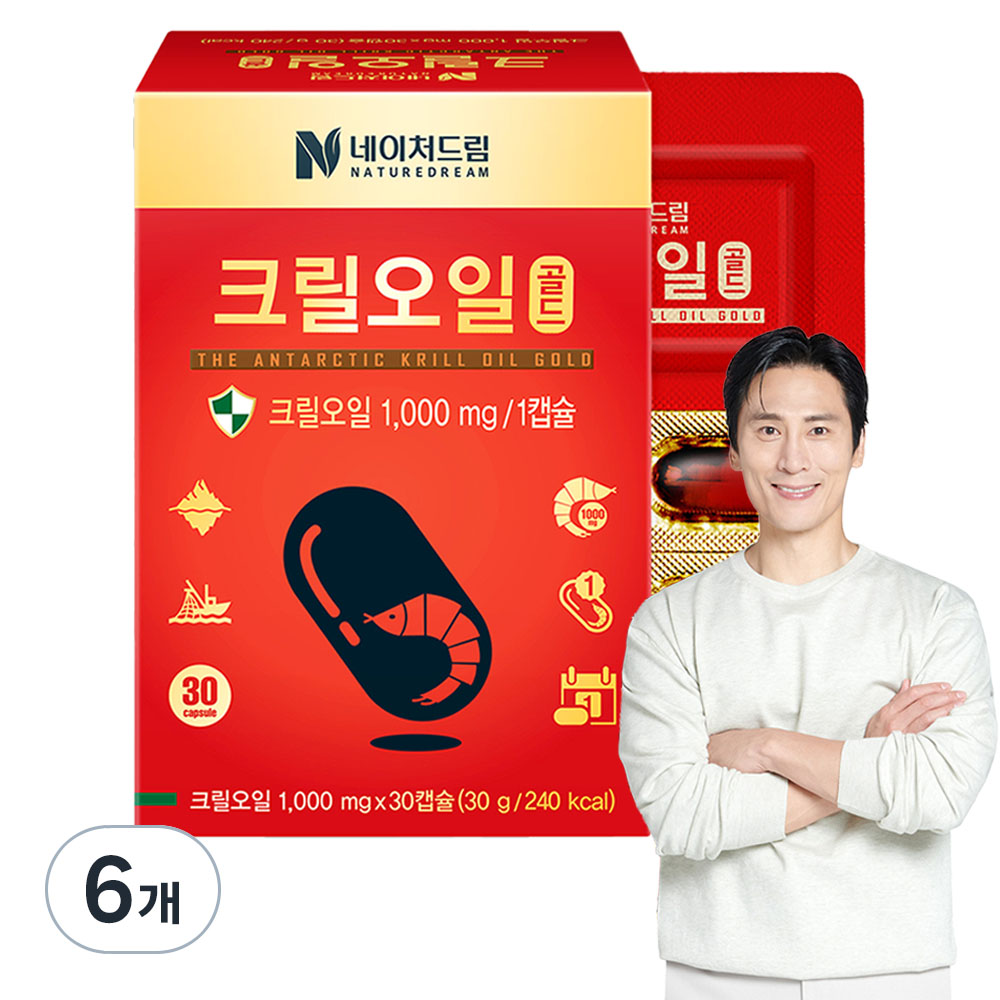 <b>네이처드림</b> 크릴오일 골드 1000mg 30정, 6개