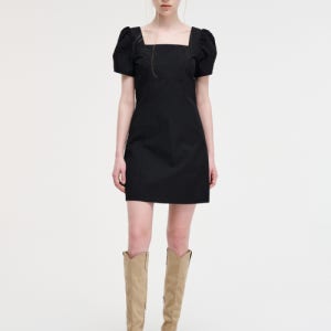 [에트몽] Square Puff Mini Dress, Black 5006048170