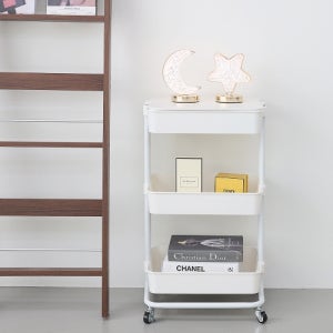 _21세기트랜드 21세기트랜드 테이블형 선반 3단 샤프 트롤리+바스켓 2p