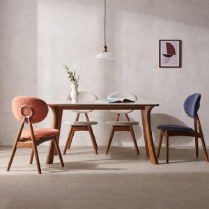 엔젤 포세린 4인용 원목 세라믹 식탁 세트 1400 의자4