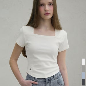 [비바셔스] Renee Square Neck Slim T-Shirt - 5COL VV42TS04