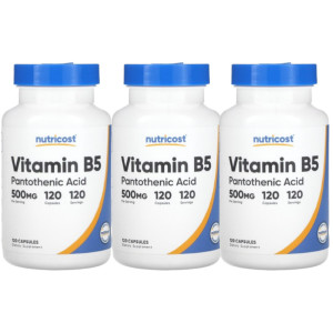 Nutricost 비타민 B5 판토텐산 500mg 120정 3통