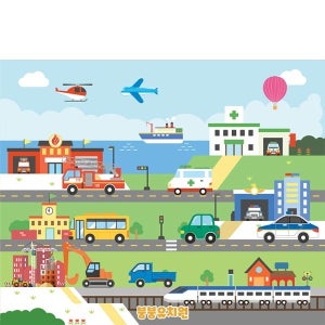 D4514 교통수단 현수막 / 어린이집 유치원 기차 자동차 버스 도로 체험 포토존 제작