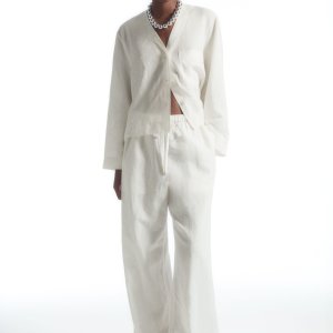 코스 린넨 드로우스트링 바지 WIDELEG LINEN DRAWSTRING TROUSERS 1228573001 1228573001