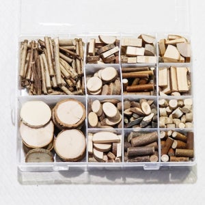 자연나무조각 14종 세트 21cm×17cm×4cm 투명게이스 천연나무 나무공예 나무목걸이 DIY 만들기재료