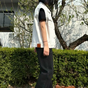 자체제작 루즈핏 화이트 데님 베스트 21011 여성청바지, ur.fit (얼핏)