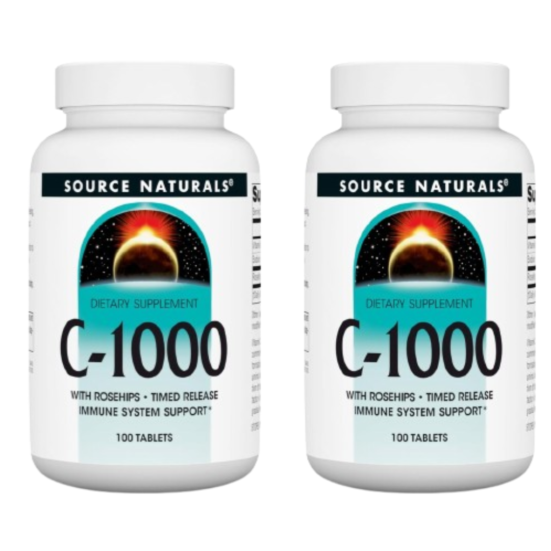[Source Naturals] <b>비타민</b> C-1000 1000 mg, 100 타블렛 2 SET