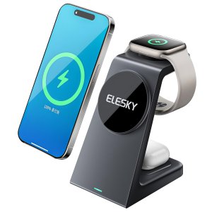 ELESKY엘스키 맥세이프 3in1 무선충전기 애플워치 아이폰 에어팟 호환 거치대 W69  블랙  1개