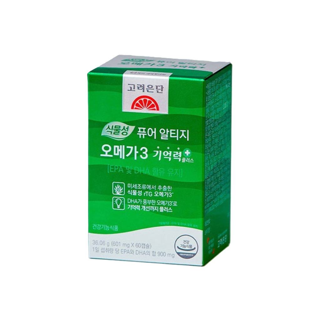 <b>고려은단</b> 식물성 퓨어 알티지 오메가3 <b>기억력</b>+  60정  3개