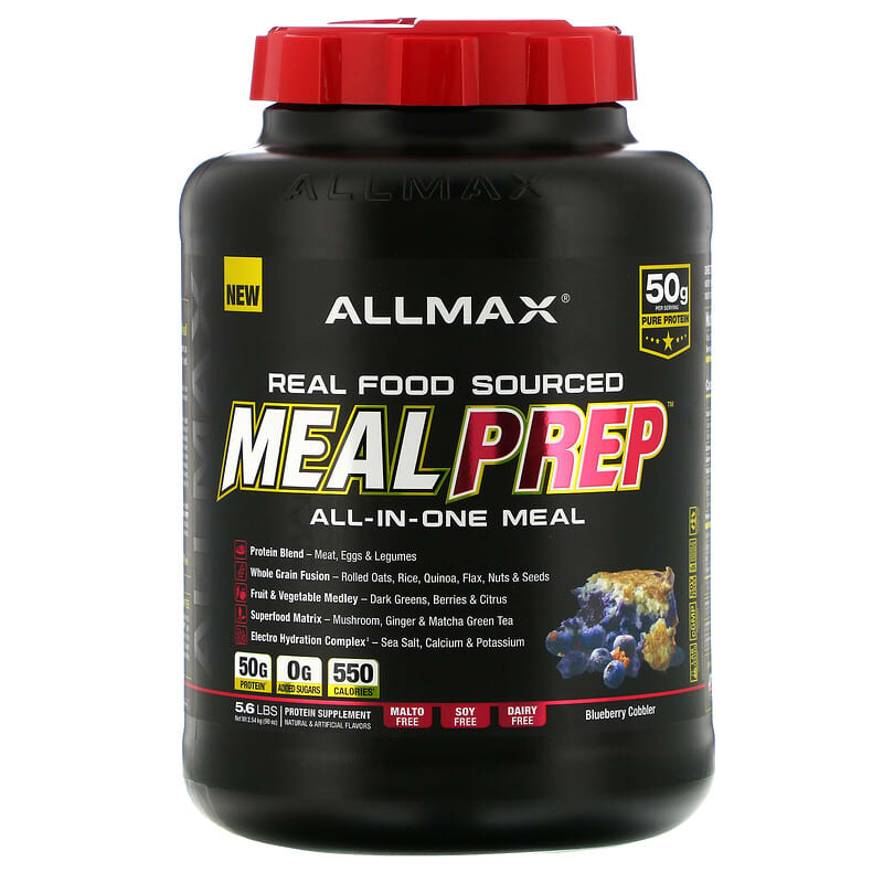 올맥스 ALLMAX 식품 성분 <b>Meal</b> <b>Prep</b> 식사 대용 <b>블루베리 코블러</b> 2.54kg(5.6lb)  1개