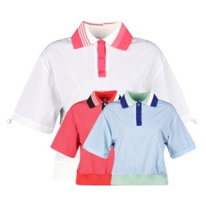 430골프 럭스골프 여성 배색 카라 스트링 반팔 골프셔츠 LB4M628W