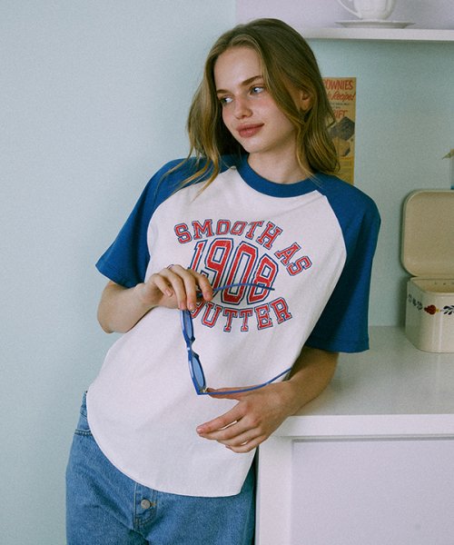 [그린버터] 1908s Club Logo Raglan Tee (Blue) 001