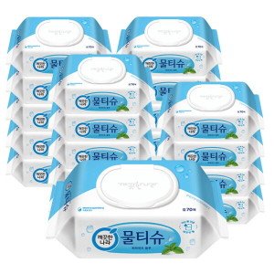 깨끗한나라 물티슈 페퍼민트 블루 캡형 70매 20팩
