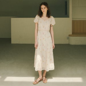 [오앨] WIDE ROUND NECK LONG DRESS_SAND BEIGE