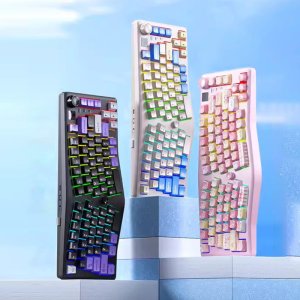 LEOBOG A75 기계식 키보드 객제화 Alice 인체공학 TOP 구조 트라이모드 83키 핫스왑 RGB 게이밍