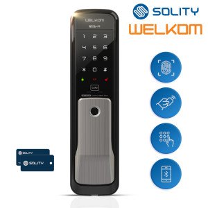 웰콤 WP-530B 지문인식 무타공 푸시풀 도어록 카드키2+번호키 블루투스(옵션) 푸쉬풀 현관문 디지털도어락 신제품