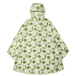 [X MINJUKIM] FLORAL GRAPHIC PACKABLE PONCHO - GREEN