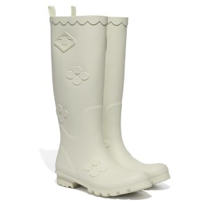 [X MINJUKIM] FLORAL PATCH RAIN BOOTS LONG - SAGE