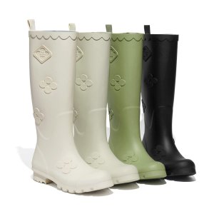 [X MINJUKIM] FLORAL PATCH RAIN BOOTS LONG - 4 colors