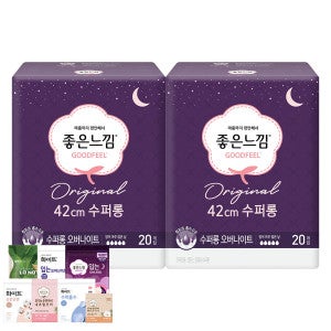 좋은느낌 좋은느낌 오리지널 수퍼롱 오버나이트 20P 1+1 /생리대/유한킴벌리