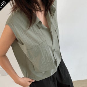 [10%세일]49853/썸머메모리 앞포켓 민소매셔츠