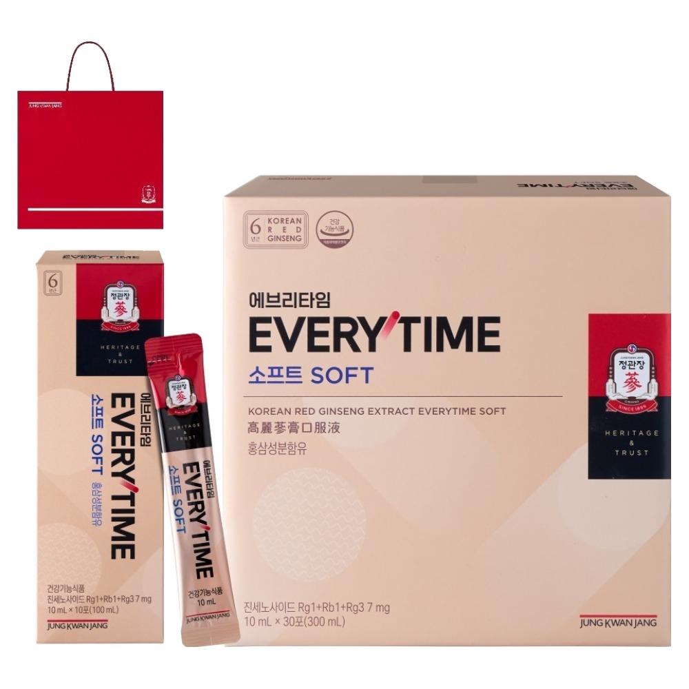 정관장 정품 에브리타임 소프트 10ml X 30포 + 쇼핑백 300ml 1개
