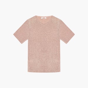 [메이레이] 메탈릭 얀 라운드넥 니트_핑크