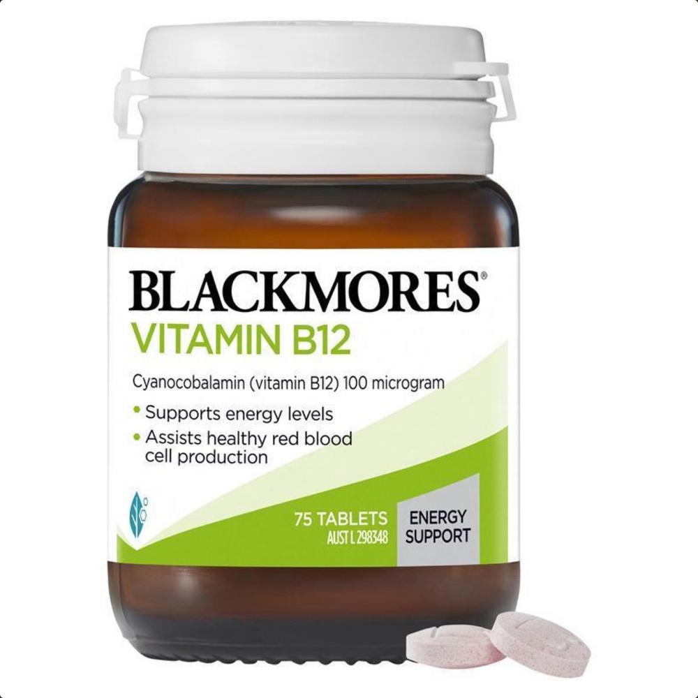 [호주직구] <b>블랙모어스 시아노코발라민</b> 비타민B12 Blackmores 100mg/1정 75정 3팩  3개