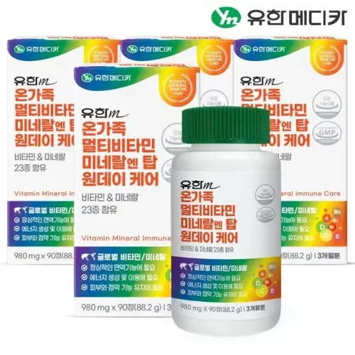 [<b>유한메디카</b>] 온가족 멀티비타민 미네랄 엔 탑 원데이 케어 90정x4개(12개월분)