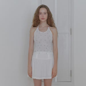 마가린핑거스 Floral Halter Top (Light Blue)