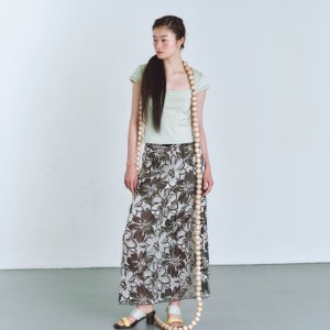 콜로신스 Bouquet Lily Long Skirt Black Silver