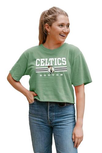 84 여성용 NBA 라이선스 크롭 <b>탑</b> 티셔츠 <b>링스</b>펀 팀