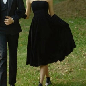 블랙 슬림라인 복고풍 오드리 헵* 웨딩촬영 컨셉사진 교복 학생복