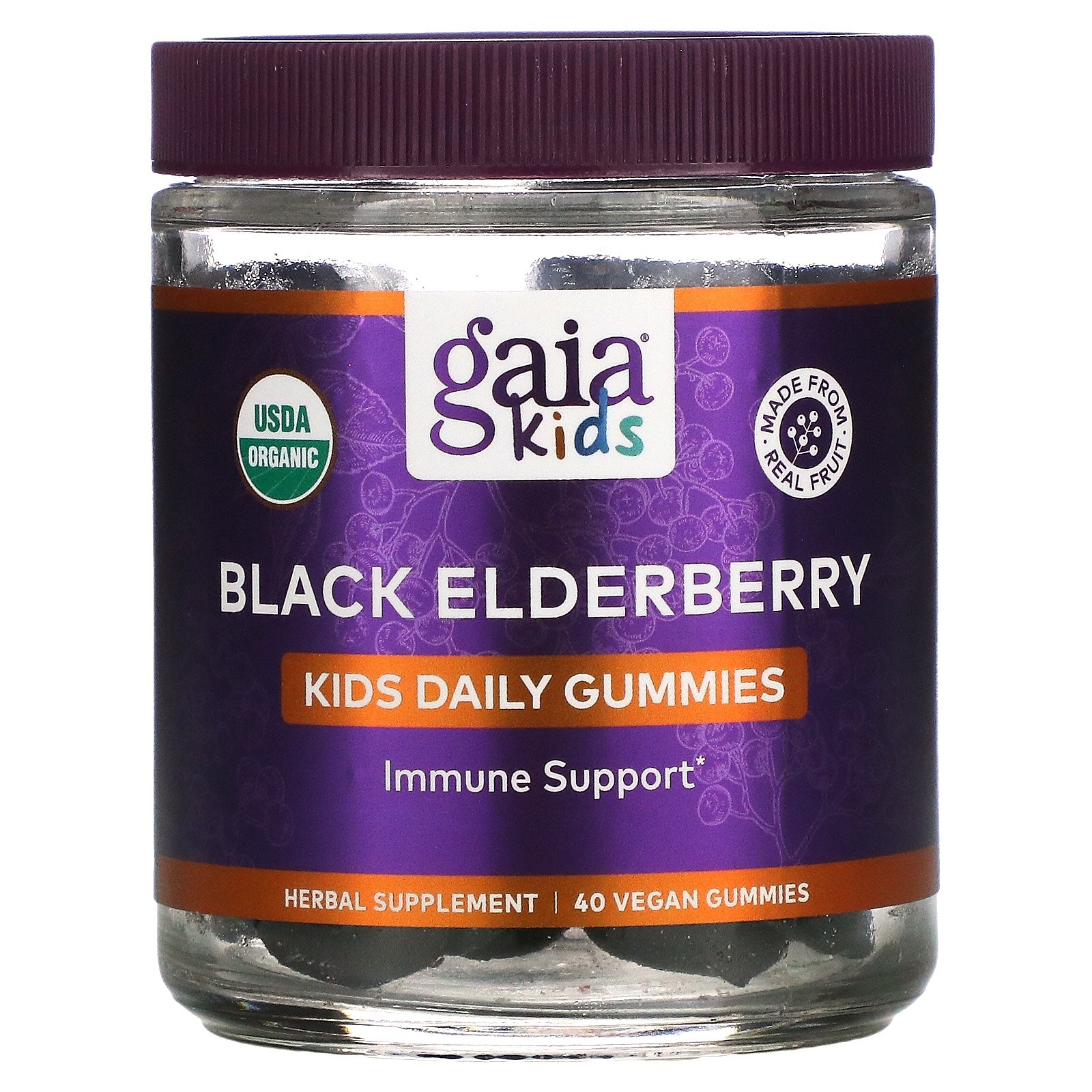 Gaia Herbs Kids <b>Everyday Elderberry</b> Gummies 40 Vegan Gummies  <b>어린이</b>  츄어블  1개