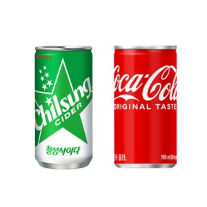 탄산캔음료 190ml 2종 칠성사이다10+코카콜라10 총20캔