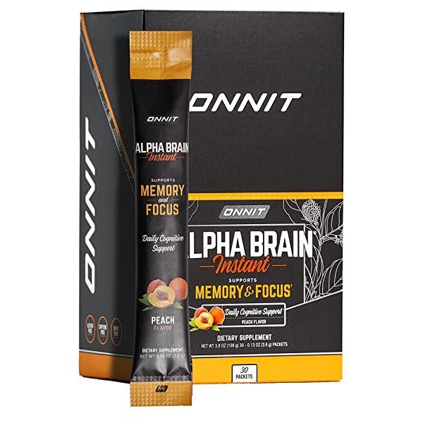 ONNIT Alpha Brain Instant 30ct 알파 GPC 후퍼진A <b>테아닌</b> 비타민 B6  Peach  1개  36g