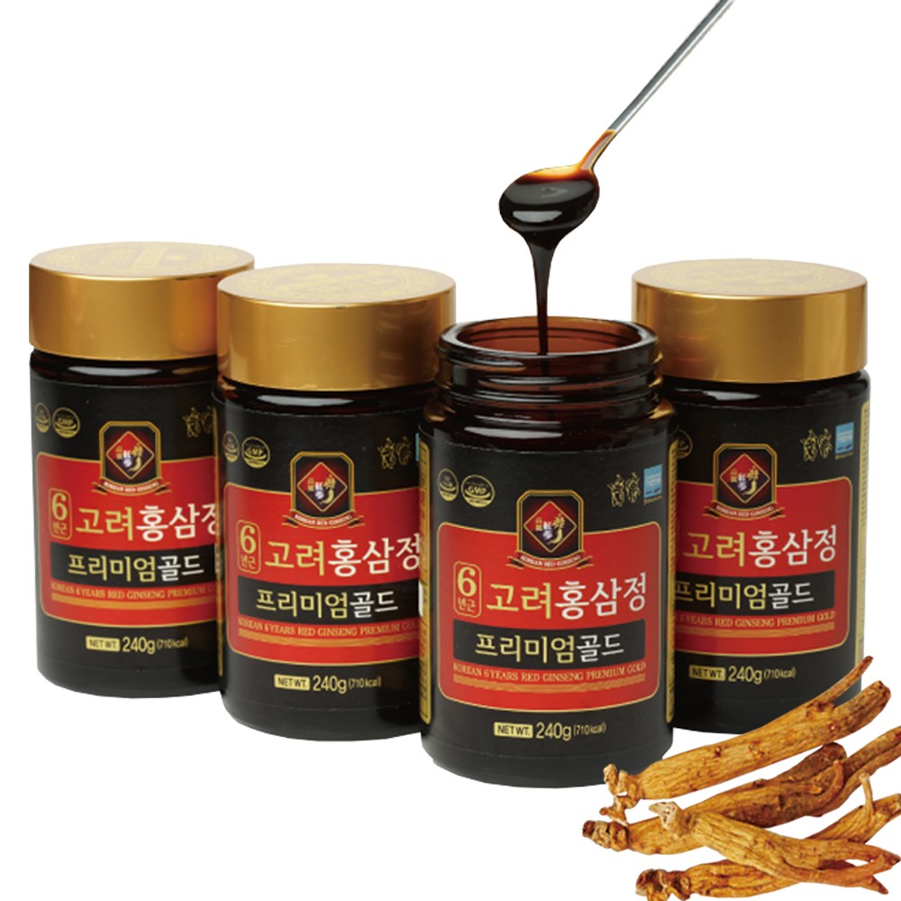 6년근 <b>고려 홍삼정 프리미엄</b> 골드 홍삼 농축액  4개  <b>240g</b>
