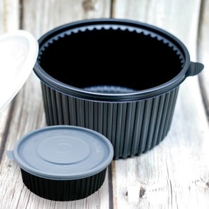 225파이 일회용감자탕용기 검정,흑색 200세트 몸통 뚜껑(JS 225)