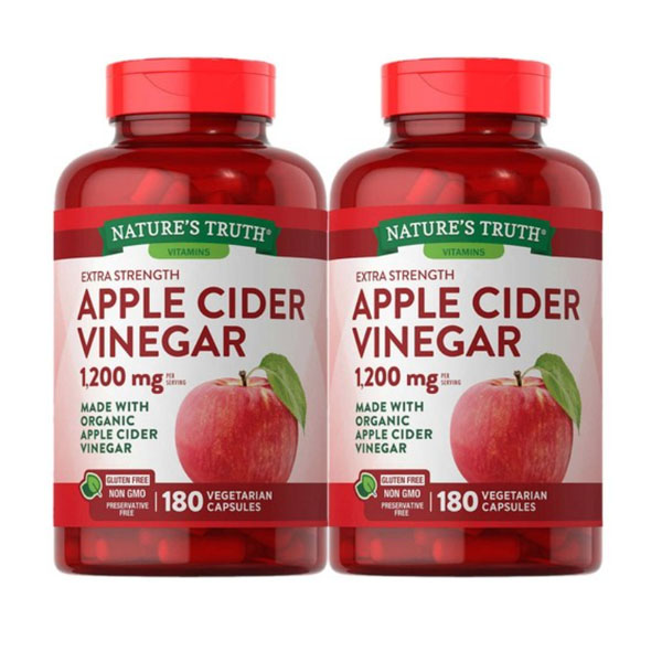 2개세트 <b>네이처스트루</b> 애플 사이다 비니거 사과초모식초 1200mg 180정 Nature’s Truth Apple Cider Vinegar  2개