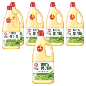 CJ제일제당 백설 콩기름 1.8L 6개입 대두유 식용유  HACCP 100% 콩 5단계 정제 튀김 부침 요리용 콩식용유