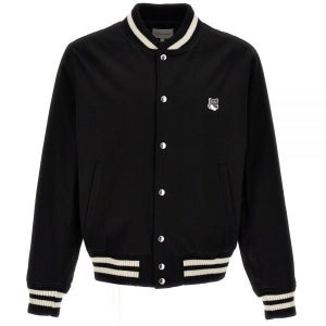 메종키츠네 M 폭스헤드 패치 봄버 자켓 블랙 LM02233WW0093 P199 테디 블루종 IN 코튼 세틴 그레이 폭스 헤드 인 위드 429453 733932