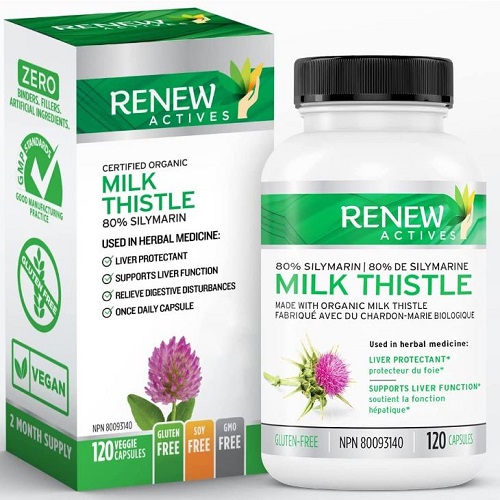 Renew Actives <b>밀크시슬</b> 영양제 Organic <b>Milk Thistle</b> Seed Extract 120정  1개