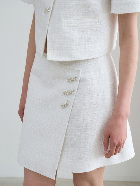 르네제이 Tweed Wrap Mini Skirt