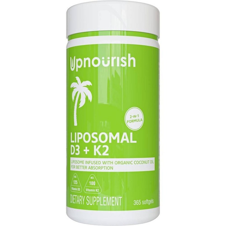 UpNourish Liposomal D3 &amp; K2 MK-7 업너리쉬 <b>리포소멀</b> D3 5000IU K2 MK-7 125<b>mcg</b> 소프트젤  365정  1개