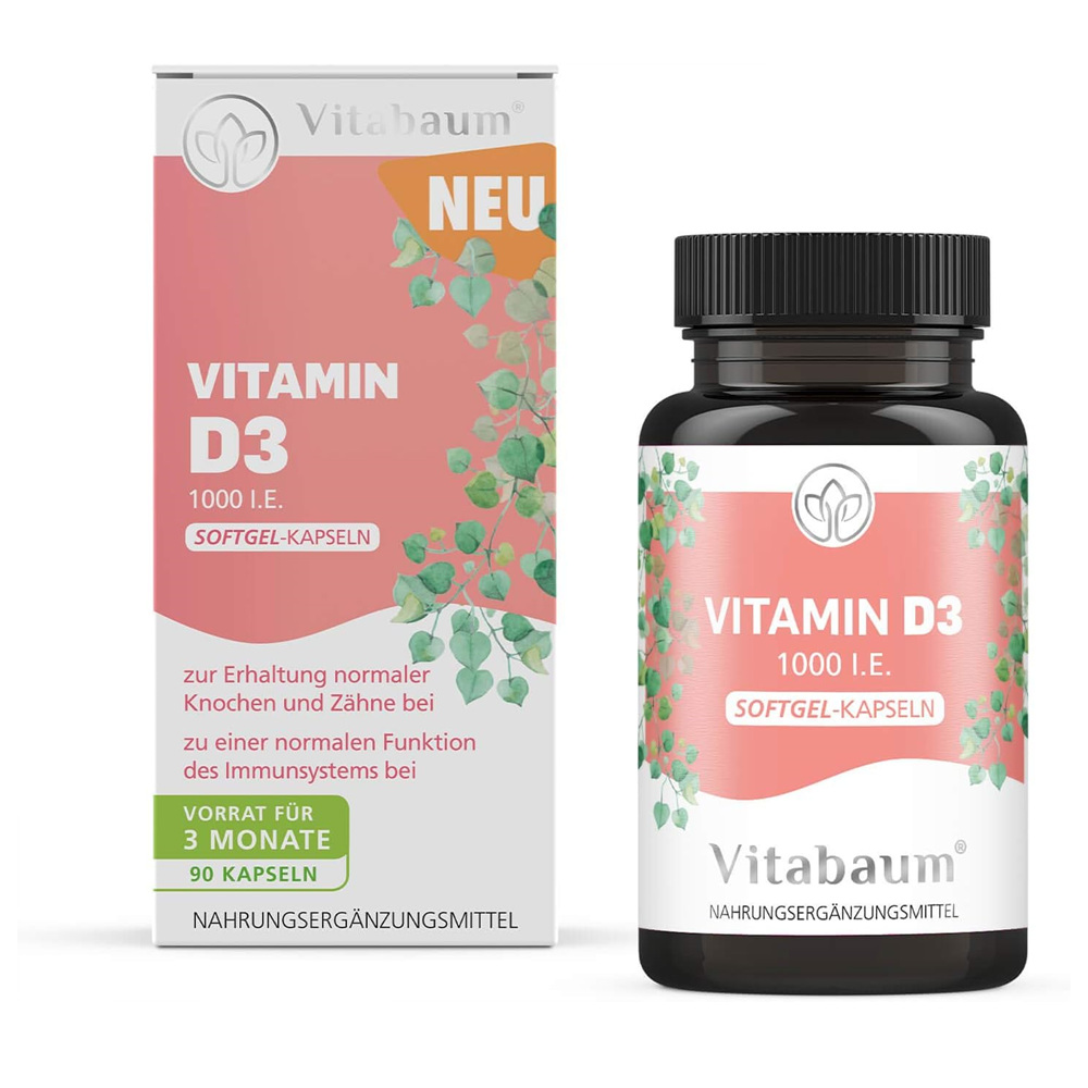 <b>Vitabaum Vitamin D3</b> 1000 IU <b>비타바움 비타민 D3</b> 1000 IU ‎90캡슐  1개  90정