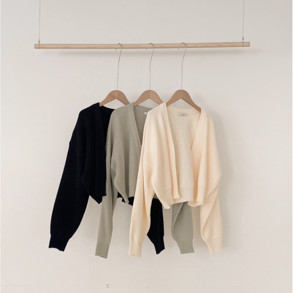 3colors 앙버터 여성 봄 코튼 볼레로 오픈 크롭 숏 가디건 아이보리 민트 블랙 코디 크림아이보리