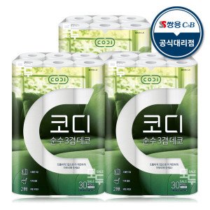 코디 코디 순수 3겹 데코 30M 30롤x3팩 /두루마리 휴지