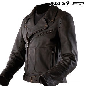 맥슬러자켓HUNTER DOUBLELEATHER JACKET- brown -