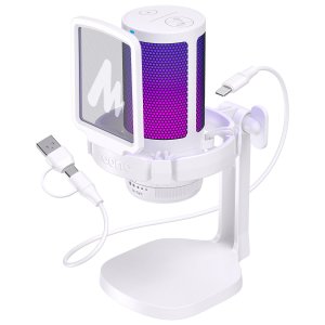 마오노 원터치 노이즈캔슬링 USB 콘덴서 게이밍 마이크 방송용 녹음용  화이트 DGM20