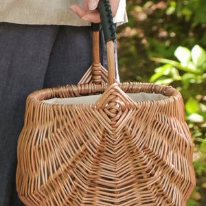 가죽핸들 버드나무 라탄 가방